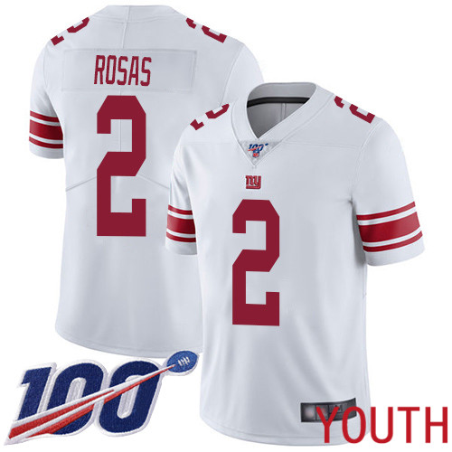 Youth New York Giants 2 Aldrick Rosas White Vapor Untouchable Limited Player 100th Season Football NFL Jersey